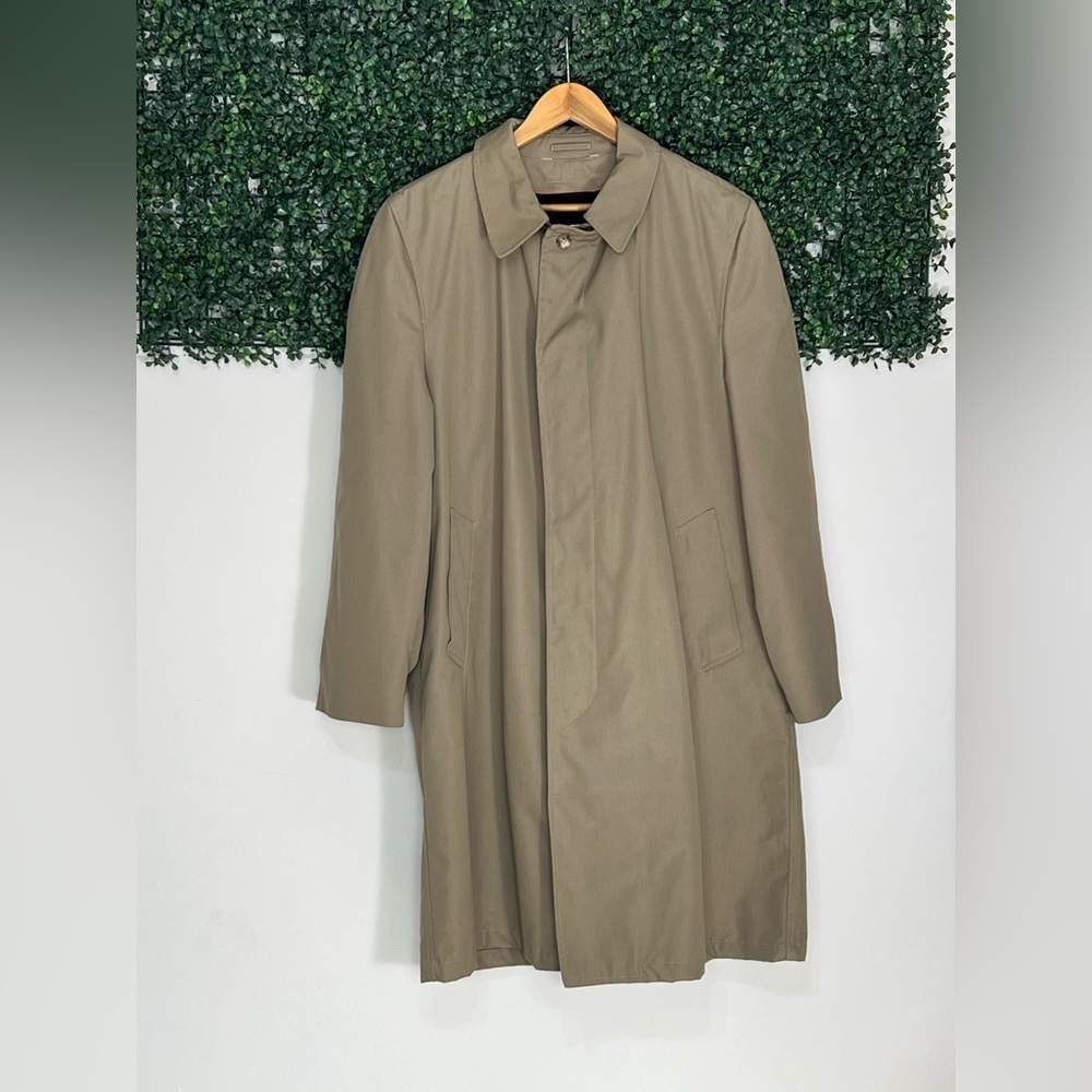 Vintage Clipper Mist All Weather Trench Coat Mens 42 Reg Removable Interior Tan